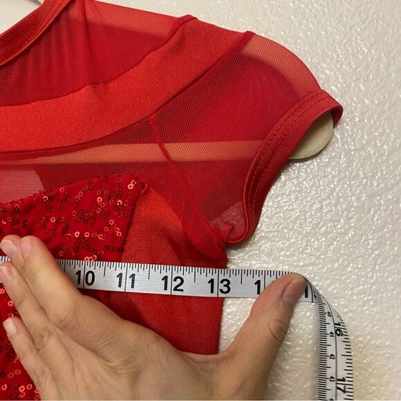 WEISSMAN Dance Costume red sequin mesh dress PLAY THAT SAX 11075 -Adult SA - Picture 3 of 12